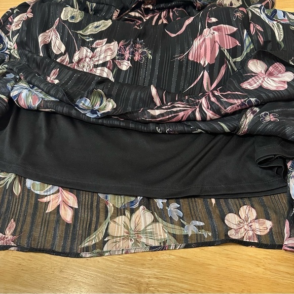 Lane Bryant Dress 26 Sleeveless Black Belted Floral Multicolor Midi Plus Size - Picture 6 of 10